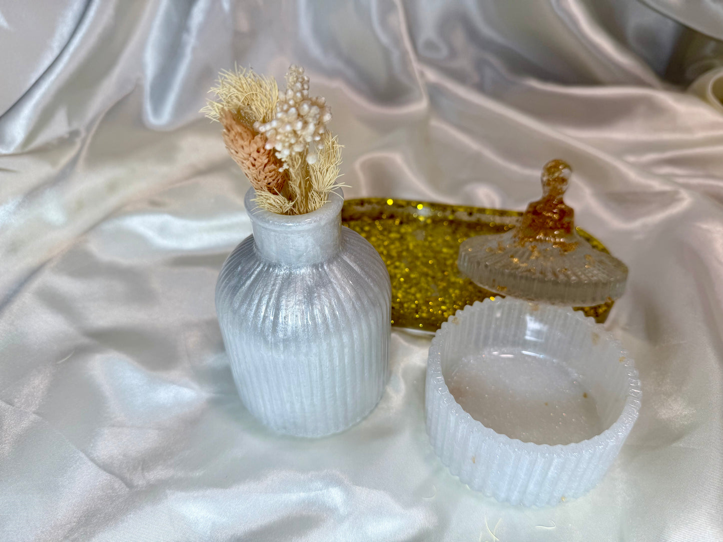 Trinket  tray with Jwellery box and vase