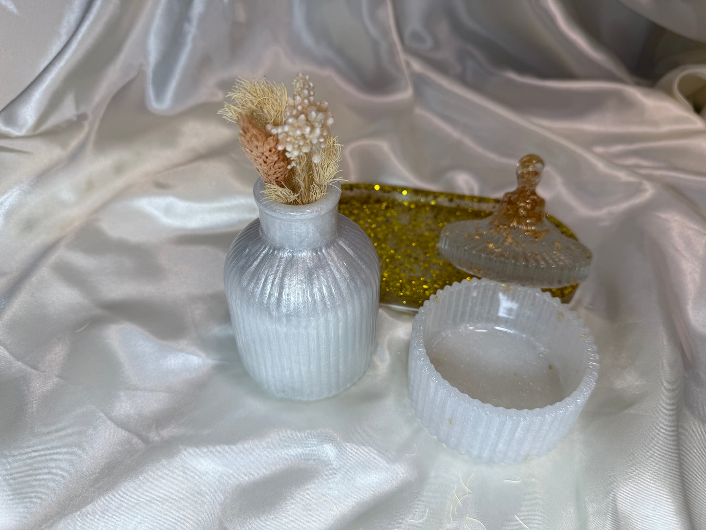 Trinket  tray with Jwellery box and vase